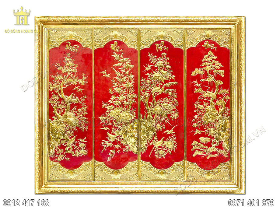 tranh đồng t&ugrave;ng c&uacute;c tr&uacute;c mai